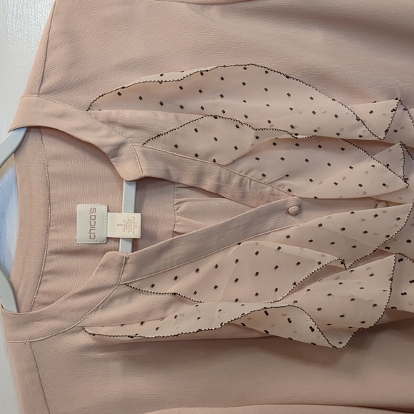 Chico's Blush ruffle front blouse - Picture 3 of 9
